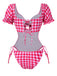 Costumi a sbuffo con plaid cava rosso anni '50