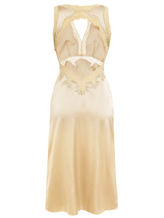 Pigiama in pizzo raso con scollo a V beige anni '50