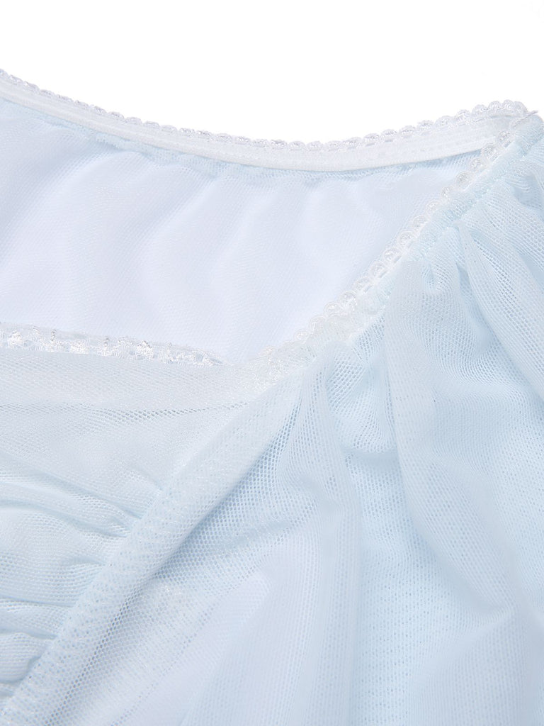 2PCS Pigiama in pizzo annodato azzurro chiaro anni '40