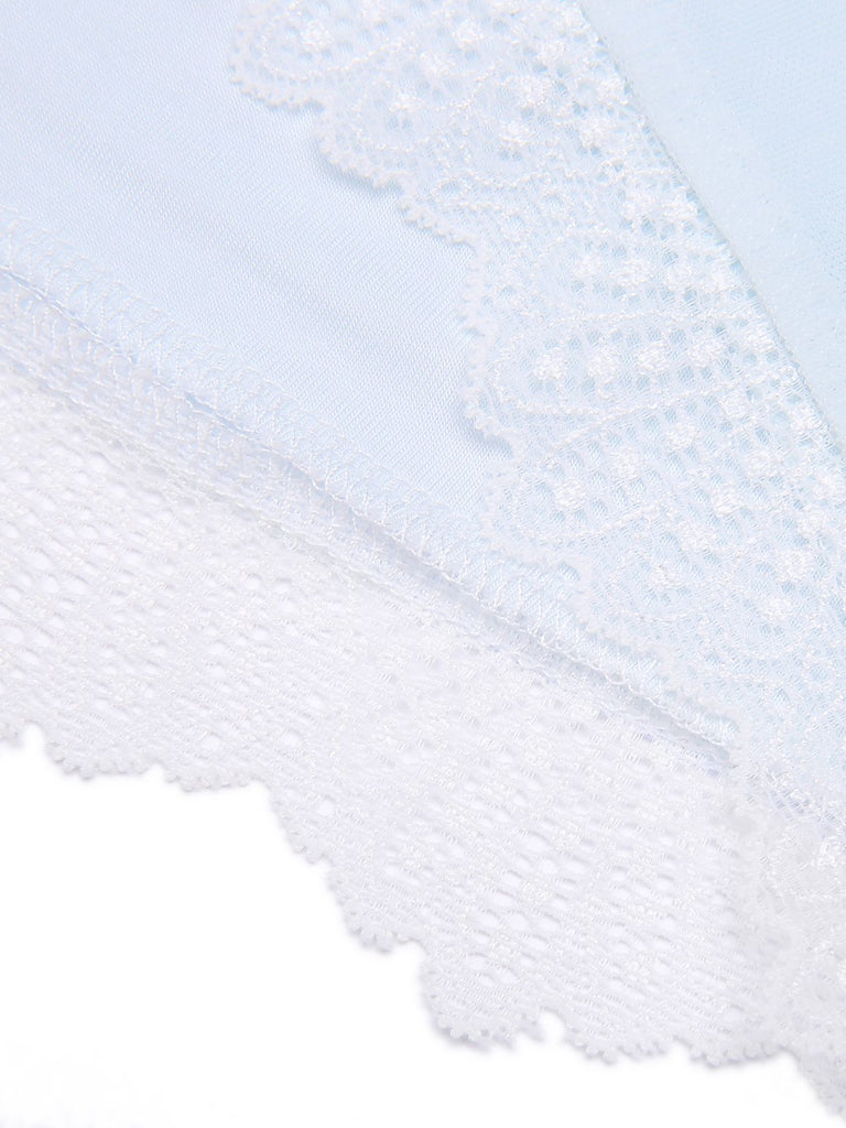 2PCS Pigiama in pizzo annodato azzurro chiaro anni '40