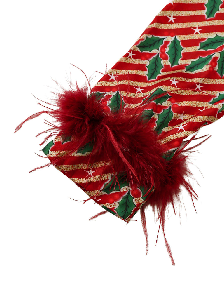 Pigiama con agrifoglio e bastoncini di zucchero rosso anni '50