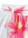 Bikini bianco anni '30 floreale di gigli con scollo all'americana in rete