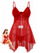 Completo intimo babydoll con pon pon rosso anni '70