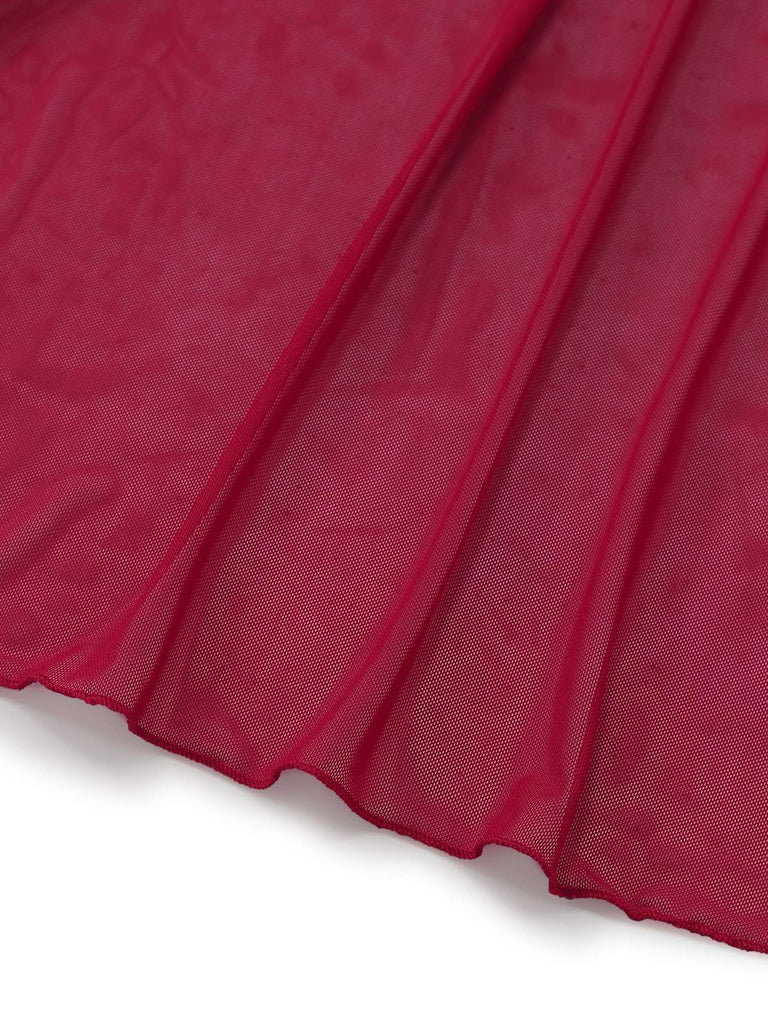 Camicia da notte in rete con spacco sulle spalle e volant anni '30