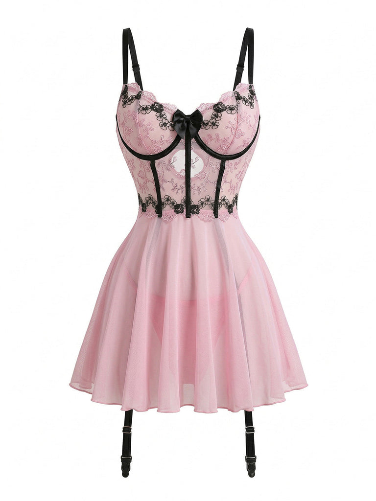Lingerie Lavanda con Pizzo Ricamato e Giarrettiera Anni '60 4