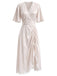 [Prevendita] Camicia da Notte in Satin a Piccoli Fiori Convertibile con Orlo Arricciato Anni '50 2