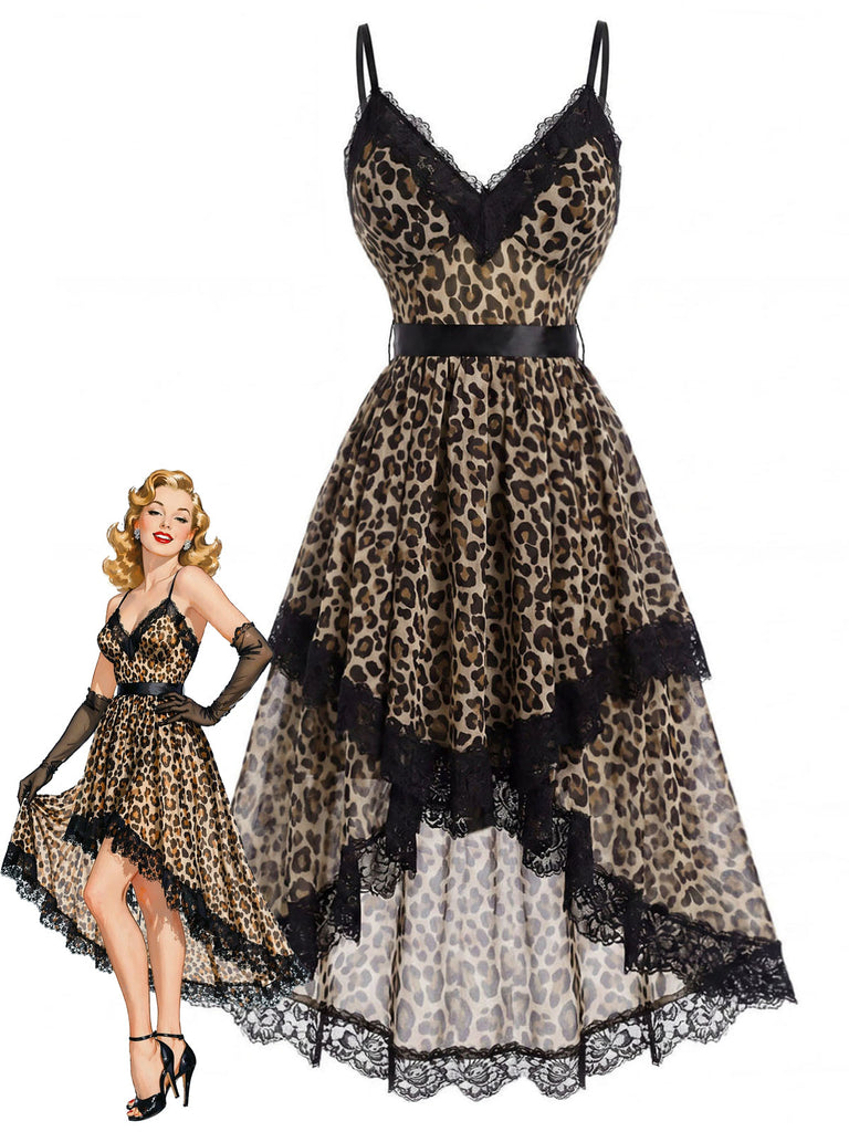 [Prevendita] Camicia da Notte Leopardata Scollo a V Profondo Orlo Asimmetrico Anni '30