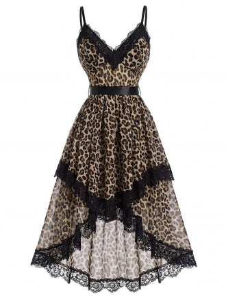 [Prevendita] Camicia da Notte Leopardata Scollo a V Profondo Orlo Asimmetrico Anni '30 2