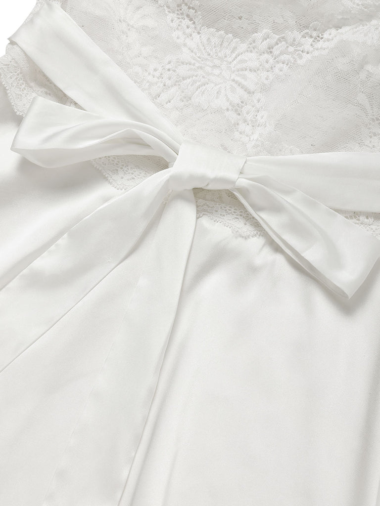 [Prevendita] Camicia da Notte Bianca in Pizzo con Corsetto in Raso Anni '30 6