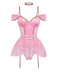4PCS Lingerie Rosa Anni '60 con Body, Tutu Ballet e Glitter