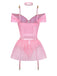 4PCS Lingerie Rosa Anni '60 con Body, Tutu Ballet e Glitter