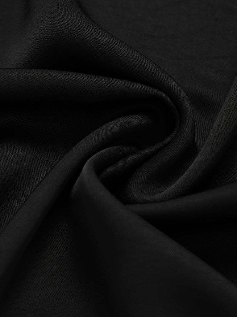 [Prevendita] Camicia da Notte Nero Anni '40 in Pizzo in Raso Scollo Profondo a V Schiena Scoperta 6