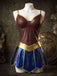 Camicia da Notte Fire Brick Red Anni '80 Metallizzato Supereroe Cosplay Set