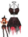 Completo Lingerie Rosso e Nero Anni '80 Gotico Corto in Rete con Ragnatela e Scollo All'americana