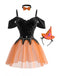 Pigiama Arancione Anni '80 di Halloween Spalle Scoperte Strega Lingerie Set