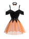 Pigiama Arancione Anni '80 di Halloween Spalle Scoperte Strega Lingerie Set 2