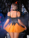 Pigiama Arancione Anni '80 di Halloween Spalle Scoperte Strega Lingerie Set 5