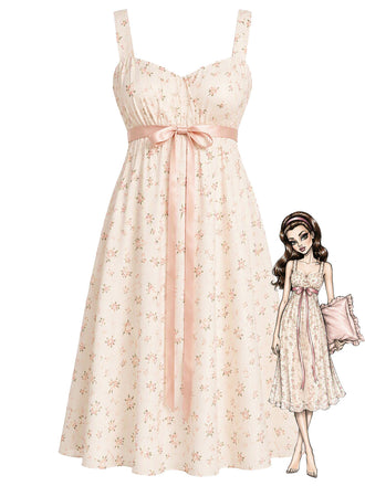 [Prevendita] Camicia da Notte Misty Rose Anni '50 Floreale con Fiocco Waist