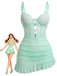 Camisola anni '70 verde con pizzo e rete e spalline con fiocco e orlo a volant