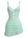 Camisola anni '70 verde con pizzo e rete e spalline con fiocco e orlo a volant 3