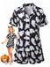 Pigiama Nero Anni '50 Halloween Ghost Print Camicia Shorts Pajamas