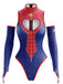 Pigiama Rosso e Blu Anni '80 Spider Web One Piece Pajama con Sleeves