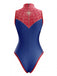 Pigiama Rosso e Blu Anni '80 Spider Web One Piece Pajama con Sleeves 2