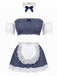 Completo Lingerie Blu Anni '50 Vichy in Pizzo Senza Spalline da Cameriera