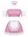 Completo Lingerie Blu Anni '50 Vichy in Pizzo Senza Spalline da Cameriera 6