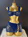 Set Lingerie Blu Intenso Anni '50 in Pizzo Floreale con Allacciatura Incrociata 7