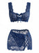 Set Lingerie Blu Intenso Anni '50 in Pizzo Floreale con Allacciatura Incrociata 2