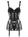 Set Lingerie Nero Anni '50 in Pizzo Trasparente con Reggicalze e Sottoveste 5
