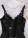 Set Lingerie Nero Anni '50 in Pizzo Trasparente con Reggicalze e Sottoveste 21