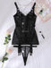 Set Lingerie Nero Anni '50 in Pizzo Trasparente con Reggicalze e Sottoveste 16