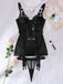 Set Lingerie Nero Anni '50 in Pizzo Trasparente con Reggicalze e Sottoveste 17