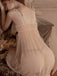 Babydoll Beige Trasparente in Rete con Fiocco Scollo a V Profondo e Bordi in Pizzo Anni '50