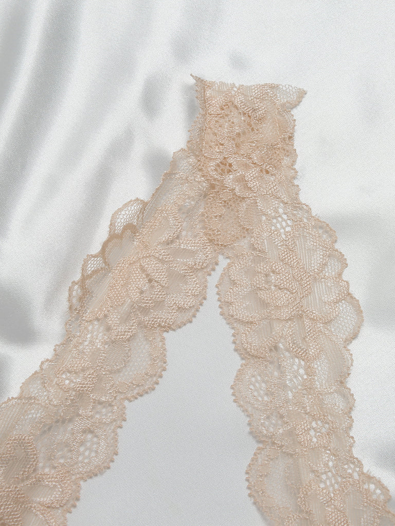 Pigiama in pizzo spalline sottili patchwork rosa anni '50