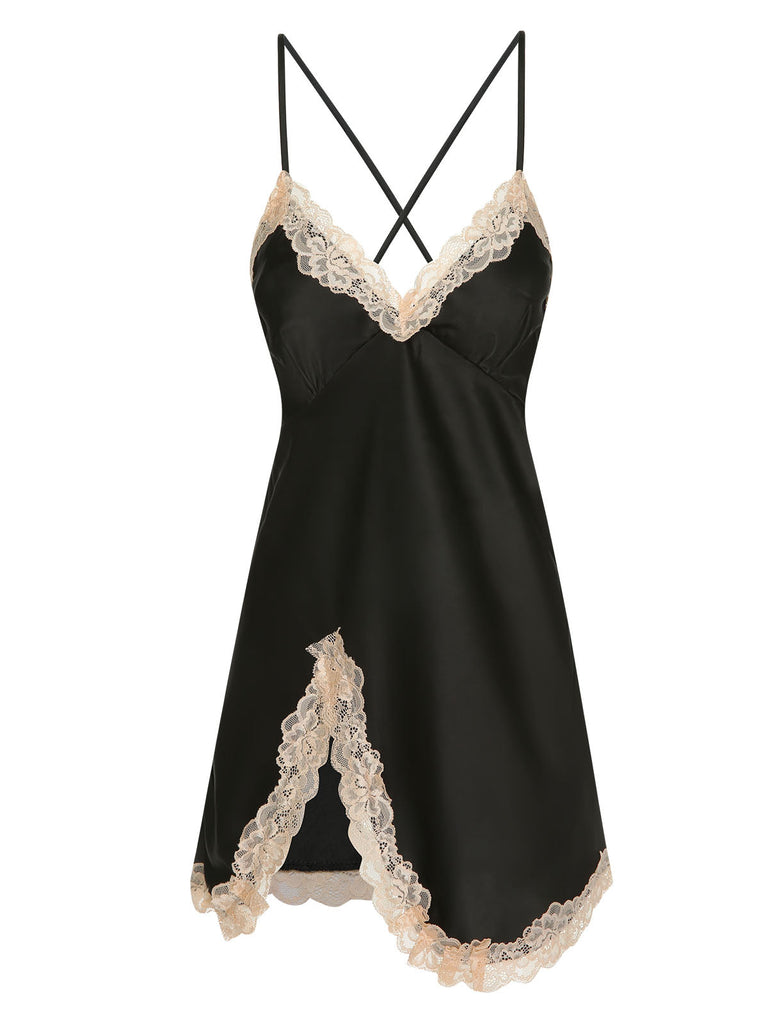 Pigiama in pizzo spalline sottili patchwork anni '50