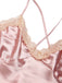 Pigiama in pizzo spalline sottili patchwork rosa anni '50