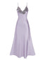 Pigiama spalline in finto raso ricamato viola anni '30