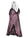 Pigiama leopardato con bretelle in pizzo patchwork viola anni '50