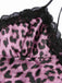 Pigiama leopardato con bretelle in pizzo patchwork viola anni '50