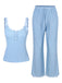 2PCS Pigiama patchwork in pizzo blu anni '50