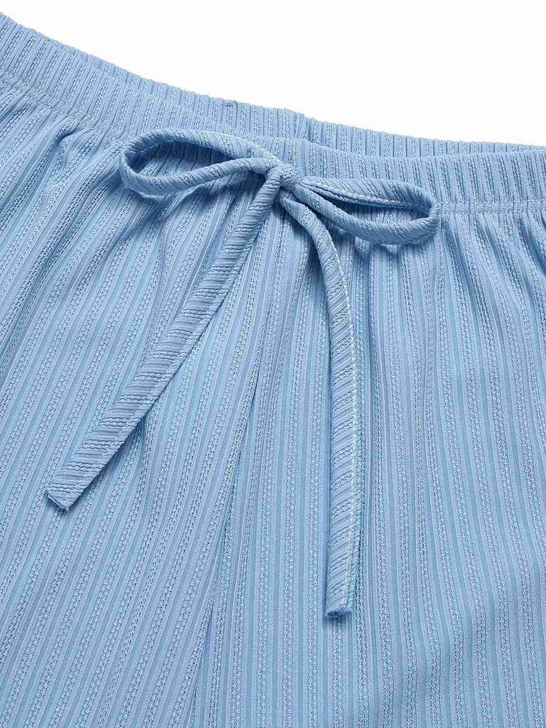 2PCS Pigiama patchwork in pizzo blu anni '50