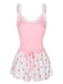 Pigiama floreale in pizzo patchwork rosa anni '50