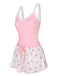 Pigiama floreale in pizzo patchwork rosa anni '50