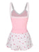 Pigiama floreale in pizzo patchwork rosa anni '50
