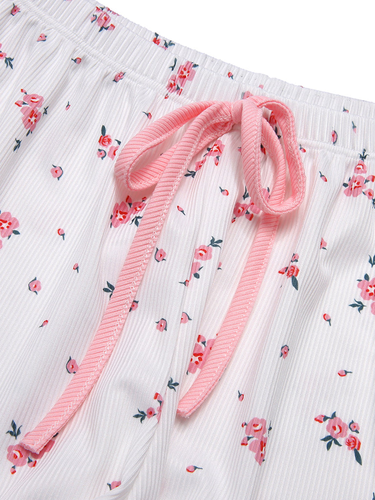 Pigiama floreale in pizzo patchwork rosa anni '50
