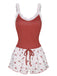 2PCS Pigiama con spalline in pizzo bordeaux anni '50