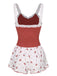 2PCS Pigiama con spalline in pizzo bordeaux anni '50
